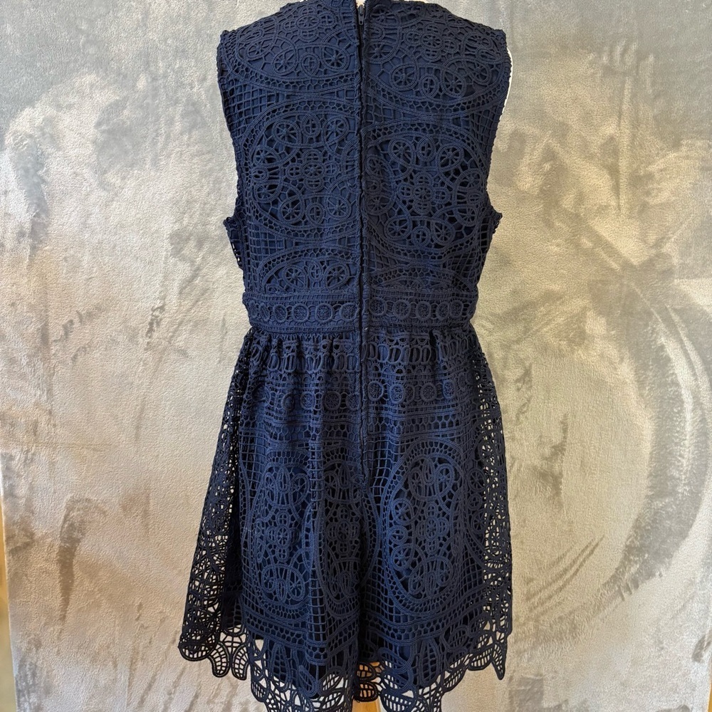 Miami Lace Boho Bohemian Sleeveless Midnight Blue Dress Sz L - Picture 6 of 12